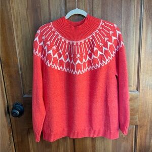 Talbots Women’s Bright Orange and White‎ Ribbed Sweater XL Cold, Winter, Sports